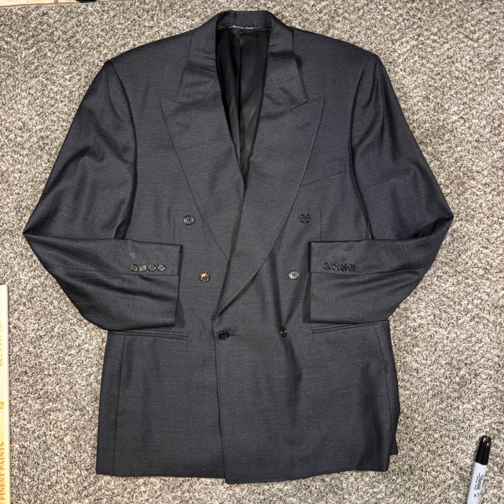 Canali Loro Piana Winter Tasmanian Super 100s Blazer 46R Double Breasted Gray